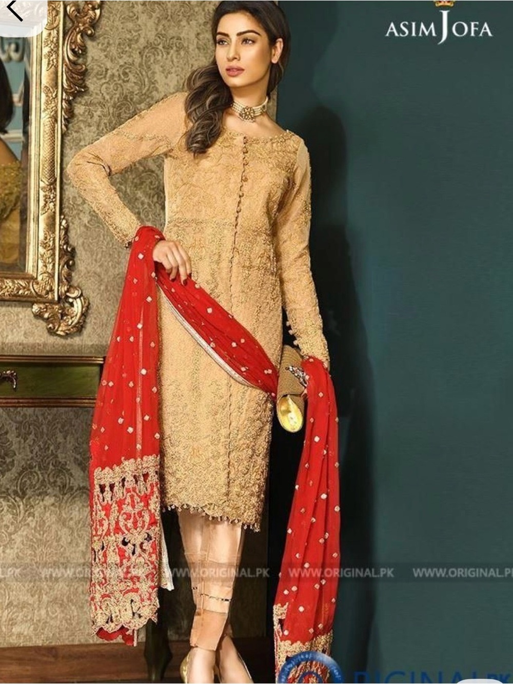 Pakistani brand Asim Jofa dress fully embroidered party wear dress